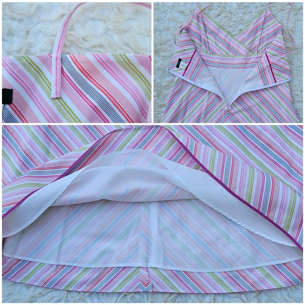 Size 8 Y2K Sun Dress Pastel Striped Cotton J. Crew Sleeveless Vneck Vintage - Picture 5 of 9